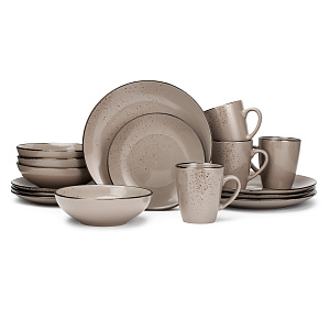 Набор столовой посуды 16 предметов мокко глянец керамика 000000000001219908