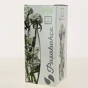 Ваза стеклянная бочка высотой 26 см, Тонировка Пудра, золотой ободок.7736/250/rt013 000000000001191042