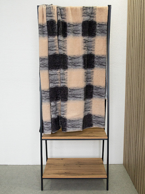 Плед 200x220см DE'NASTIA Клетка 2слоя коричневый/бежевый полиэстер 000000000001229900