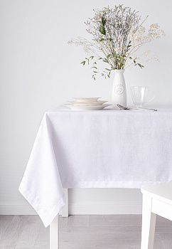 Скатерть 140x200см DE'NASTIA эффект потертости белый жаккард полиэстер 000000000001211731