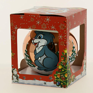 Декоративное украшение 10см Шар 5 БИРЮСИНКА Подарочный Зайка стекло 000000000001179998