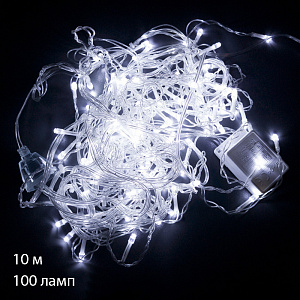 Гирлянда электрическая 10м 100 ламп Нить белый 000000000001219700