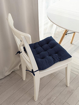 Подушка на стул 40х40см DE'NASTIA темно-синий вельвет полиэстер 000000000001226735