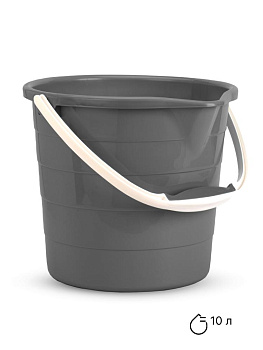 Ведро 10л без крышки со сливным носиком серый полиэтилен 000000000001227330