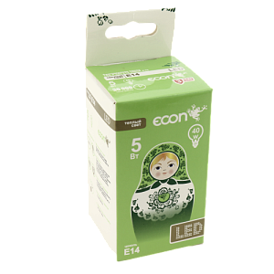 Лампа LED P Экон, Е14, 5W, 3000К, P45 000000000001109557