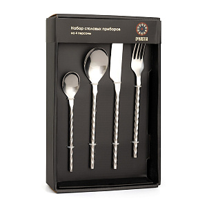 Набор столовых приборов 16 предметов (нож, ложка столовая, ложка чайная, вилка) DE'NASTIA Мираж нержавеющая сталь 000000000001222303