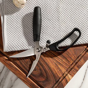 Ножницы кухонные 24x7,5x2,5см DE'NASTIA черный нержавеющая сталь/полипропилен/термопластичная резина 000000000001225972