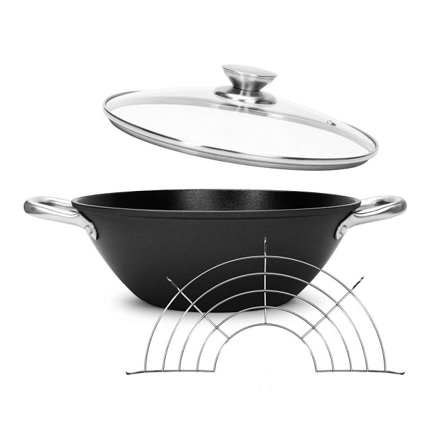 Казан 28см 3,6л SWEET HOME BRUNO/Оазис тонкостенный с крышкой решетка цвет черный чугун 000000000001208444