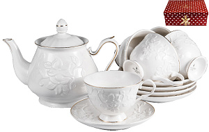 Сервиз чайный 13 предметов (чашки 220мл, чайник 1л) BALSFORD Грация Агава фарфор 000000000001183392