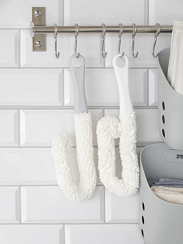 Щетка (ершик) для мытья стаканов и бутылок 30см DE'NASTIA серая ручка пластик 000000000001212877