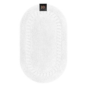 Коврик для ванной 60x100см DE'NASTIA овал кружево2 белый хлопок 100% 000000000001219247