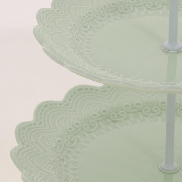 Ваза 2х-ярусная 20х25см ф.круг п/упКружево светло-зеленоеLS-009G 000000000001180967