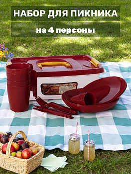 Набор На шашлычОК 4 персоны пластик рубиновый П2426 000000000001197377