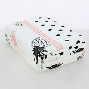 Комплект постельного белья семейный LUCKY Ананас 2наволочки50х70см 2пододеяльника215х145см 1простыня220х240см серо-розовый бязь 100%хлопок 000000000001206529