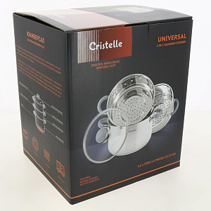 Кастрюля-Пароварка 2в1 4,6л CRISTELLE Universal 2 яруса нержавеющая сталь 000000000001206519