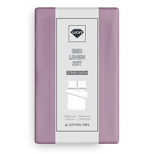 Комплект постельного белья Евро 70х70см-2шт LUCKY темная слива страйп-сатин хлопок 000000000001218097