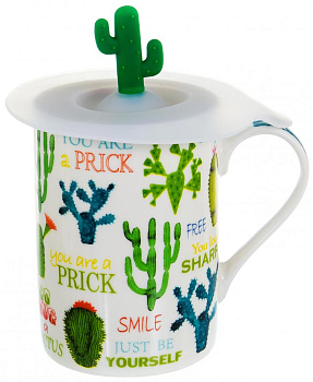 Кружка заварочная 310мл BALSFORD Кактус силиконовая крышка подарочная упаковка фарфор 000000000001197856