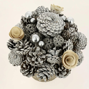 Новогоднее украшение цветок в горшке из шишек. Размер 18*18*18смСрок годности: не ограниченАрт.Mdr-D19-071 000000000001202659