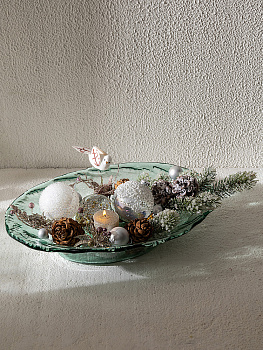 Ваза декоративная 40x28,5x10см DE'NASTIA Египет овальная чаша прозрачный стекло 000000000001225009