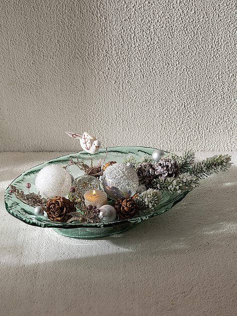 Ваза декоративная 40x28,5x10см DE'NASTIA Египет овальная чаша прозрачный стекло 000000000001225009