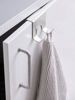 Крючок на кухонную дверцу 2 крючка 6,8x6,2x2,2см DE'NASTIA серый нержавеющая сталь 000000000001212662