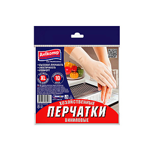Перчатки виниловые 10шт размер XL AVIKOMP белые ПВХ 000000000001217396