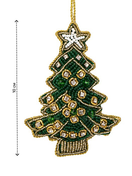 Декоративное украшение 10см DE'NASTIA Елка зеленый бисер/поролон 000000000001229687