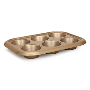 Форма для выпечки маффинов 6шт 36x25,7x4,5см LUCKY Золотые Грани 0,5мм углеродистая сталь 000000000001217836