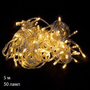 Гирлянда электрическая 5м 50 ламп Нить теплый 000000000001219696