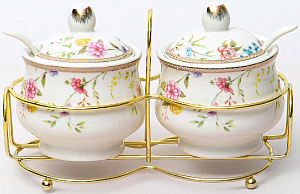 Набор сахарниц 2шт Balsford ТЕОДОРА с ложками на металлической подставке подарочная упаковка фарфор 173-42027 000000000001203978