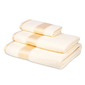 Полотенце махровое 50х90см Dina Me атласный бордюр молочное 100% хлопок 000000000001208671