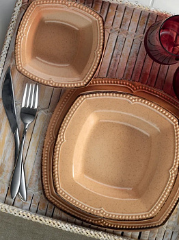 Тарелка десертная D21см DE'NASTIA DONNA персиковый фарфор 000000000001209940