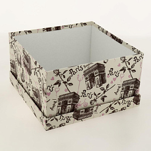Коробка 25х25х15см Утро в Париже подарочная квадрат 000000000001205103