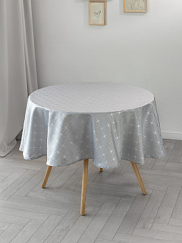Скатерть 180см LUCKY Золотая коллекция Ромбы серебро полиэстер 000000000001226997
