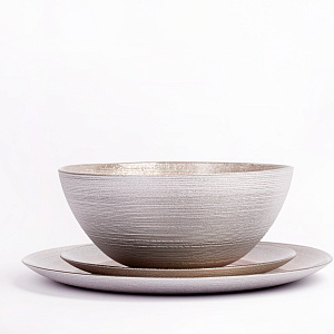 Тарелка обеденная 26см GLASSCOM перламутр/серебро silver стекло 000000000001213210