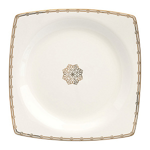 Тарелка десертная 22см DE'NASTIA MARE белая с золотистой каймой фарфор 000000000001218838