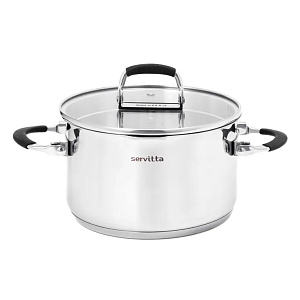 Кастрюля 5,8л SERVITTA Terso с крышкой ручки-трансформер носик для слива нержавеющая сталь 000000000001219681