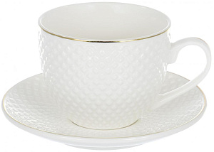 Набор чайный 12 предметов (чашка 220мл-6шт/блюдце-6шт) белый с золотом подарочная упаковка 000000000001177533