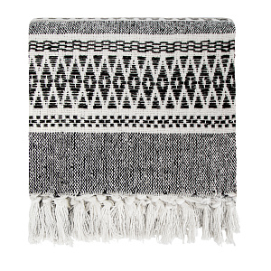 Плед 190х220см LUCKY ETNIC SGTH-1238 узор/полоска черный экрю хлопок 100% 000000000001218038