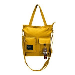 Сумка-шоппер с брелком (холст) 38х33х5см желтый поликотон 000000000001221689