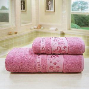 Полотенце махровое 50*90 розовое, 70%бамб30%хл, пл450г/м2, АЗ Бамбук бабочки м4007_02 M 000000000001188808