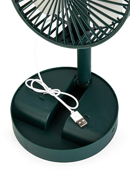Вентилятор настольный 16,8х8,7х36см 5В 5Вт складной 1скорость регулировка наклона регулировка высоты питание от USB зеленый пластик 000000000001227268