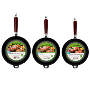 Сковорода 22см SOFTUYUT деревянная ручка чугун 000000000001219076