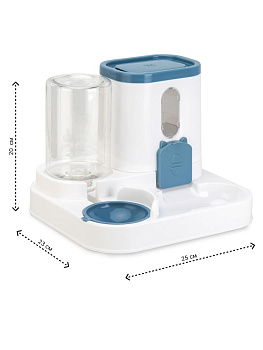 Автокормушка с автопоилкой для животных 23х25х20см бело-серый полипропилен 000000000001229127