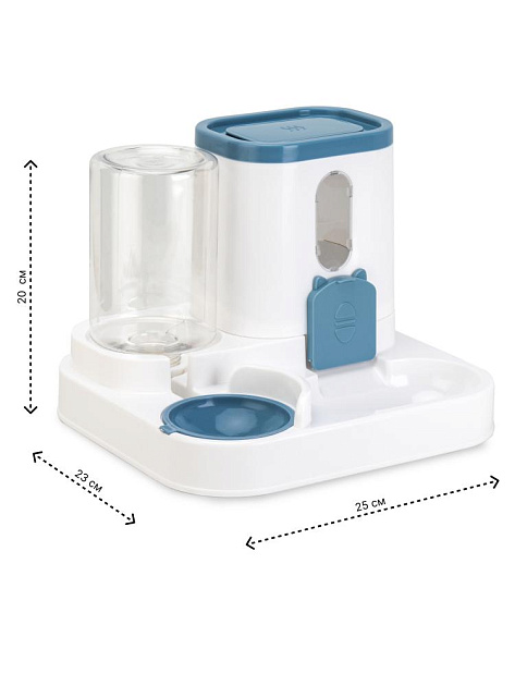Автокормушка с автопоилкой для животных 23х25х20см бело-серый полипропилен 000000000001229127