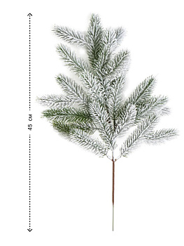 Ветка 45см ель для декора средняя заснеженная зеленый 000000000001228780