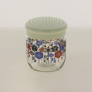 Банка для сыпучих продуктов 425мл FACKELMANN Style цветы серая крышка стекло 000000000001194382