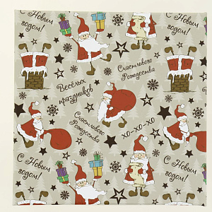 Коробка подарочная 17x17x7см РУТАУПАК Веселый Санта квадратная 000000000001208363