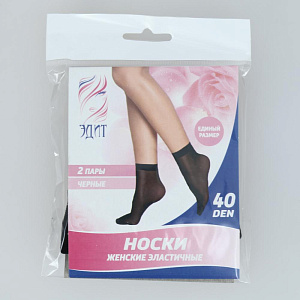 Носки женские 2 пары 40 DEN AVIKOMP Эдит эластичные черные полиамид эластан 000000000001211352