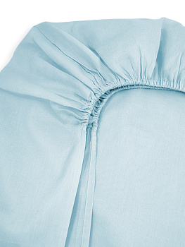 Проcтыня натяжная DE'NASTIA БЯЗЬ 90x200+25см 100%Хлопок голубой C010730 000000000001192958